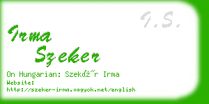 irma szeker business card